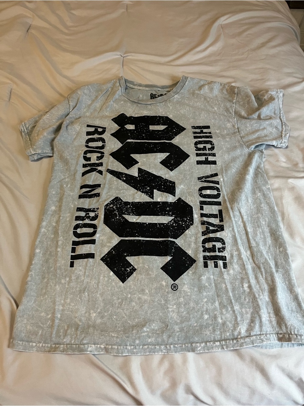 AC/DC Black Logo Graphic Tee on Light Gray Shirt